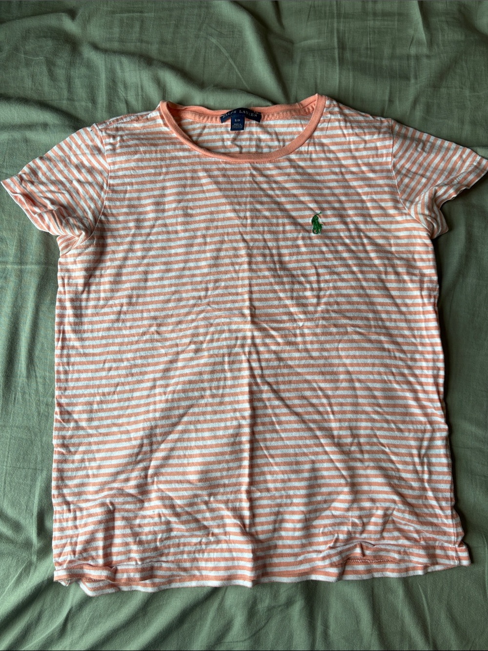 Ralph Lauren women’s Peach & White Striped Short Sleeve Tee